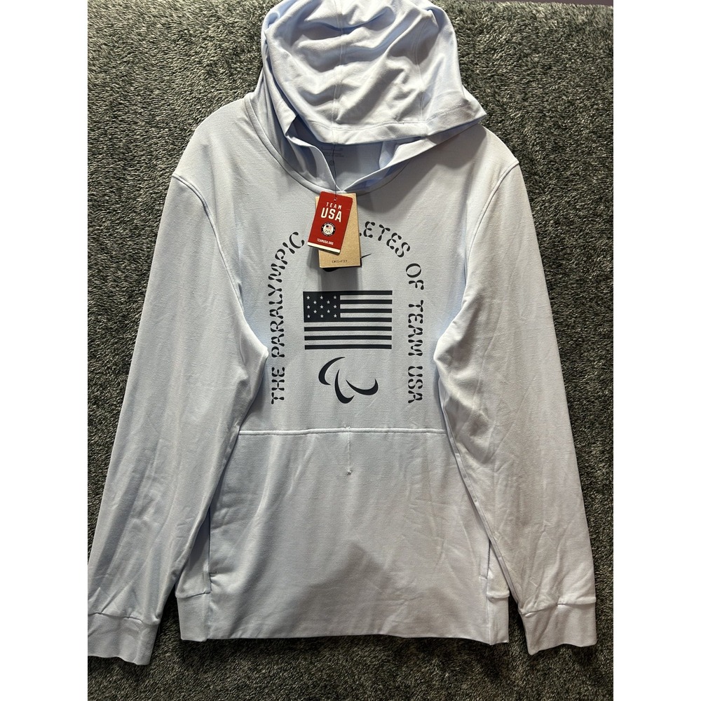 Nike Mens Size S Blue Restore Dri Fit Yoga Lightweight Paralympics Hoodie